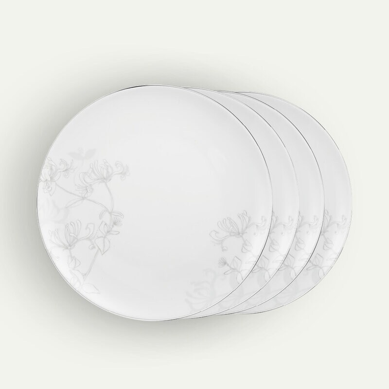 Geißblatt Teller 27 cm 4er-Pack, Weiß Speiseteller