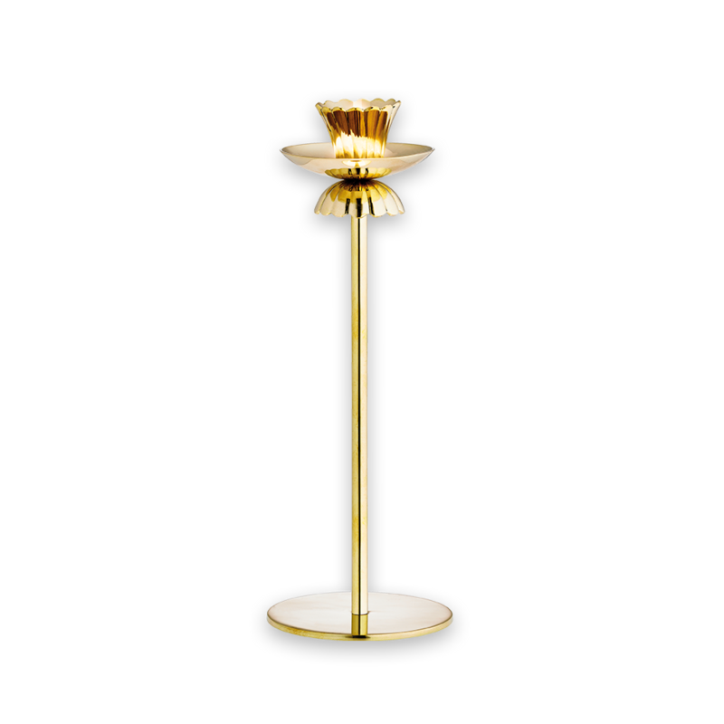 Scallop ljusstake i mässing 26 cm