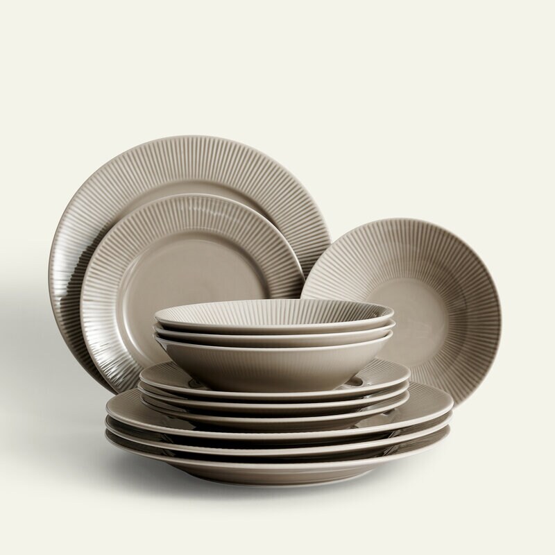 Nordic Dawn Teller-Set 12-teilig, Borke Geschirr set Teller set