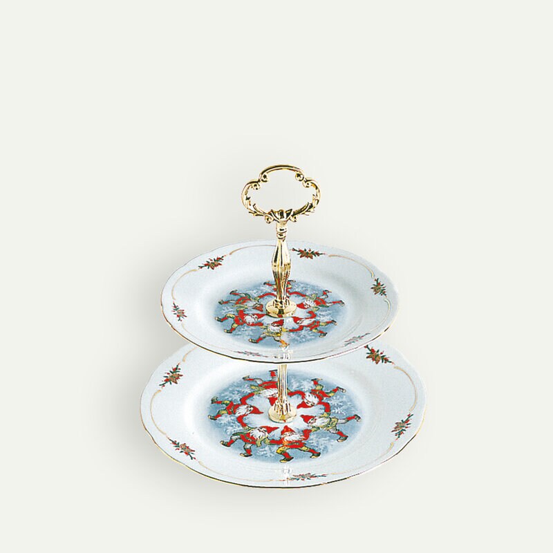 Traditionelle Weihnachten 2-stöckige Etagere mit Stange