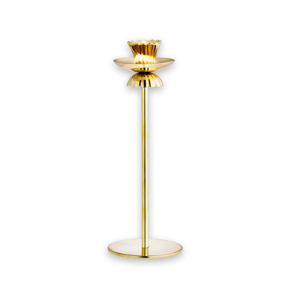 Scallop ljusstake i mässing 26 cm