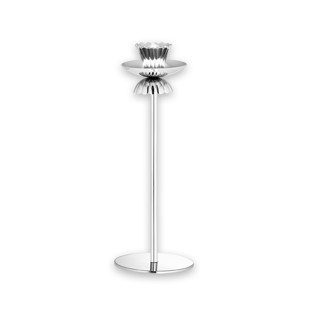 Scallop ljusstake i nickelpläterad mässing 26 cm