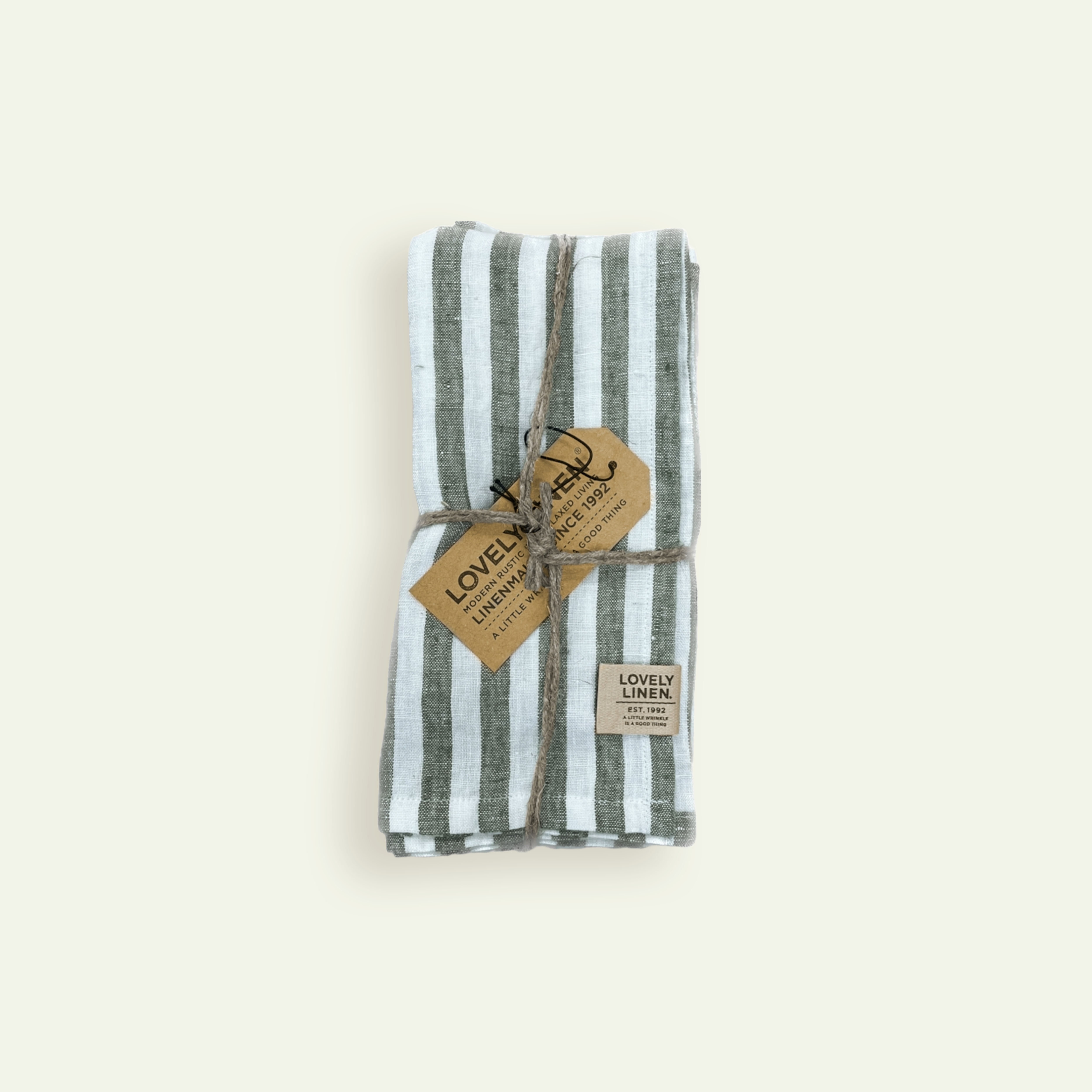 Lovely Linen Misty serviett 42 x 42 cm 4-pk, Edge Jeep Green