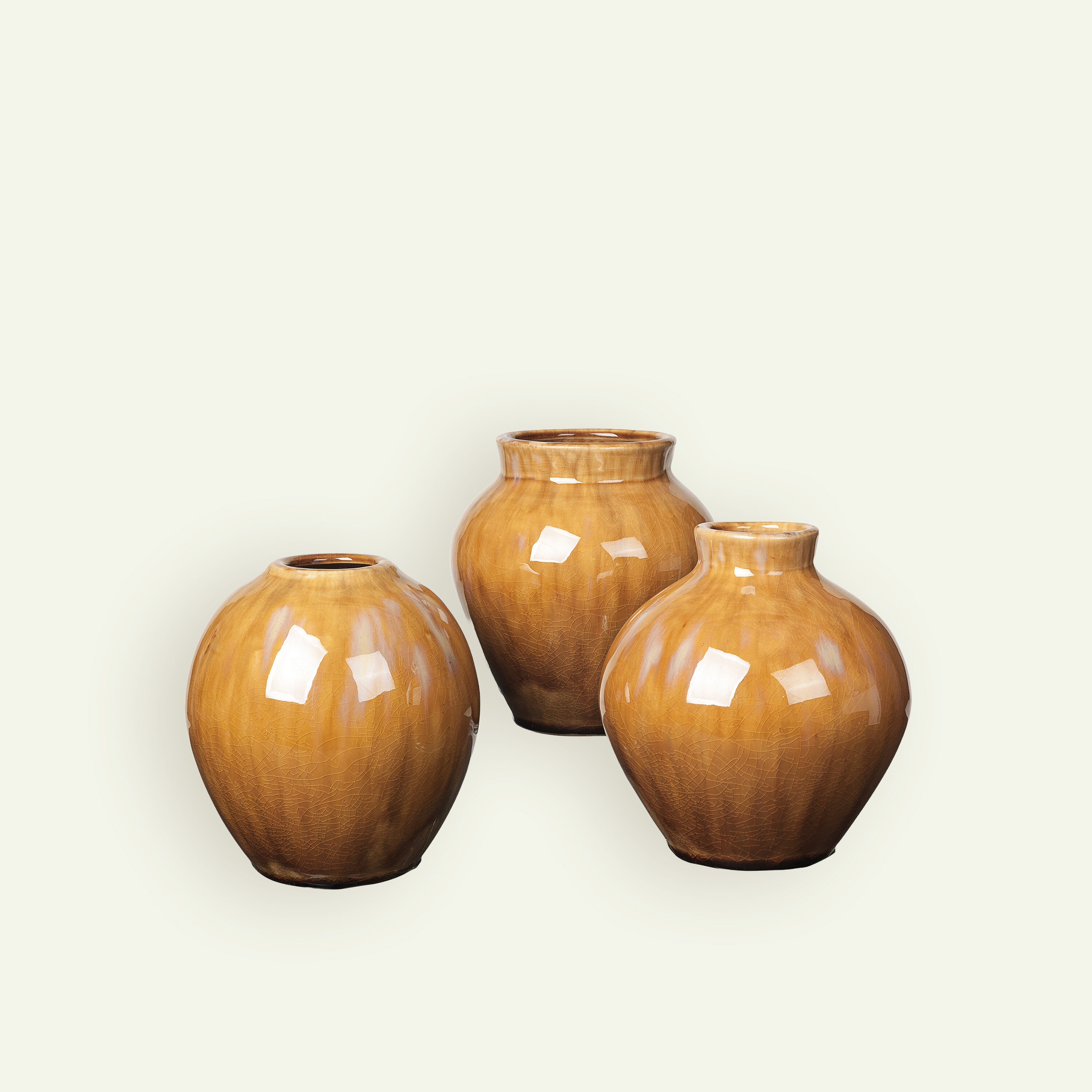 Broste Copenhagen Ingrid vase 14 x 14,5 cm 3-pak, Cinnamon Sand