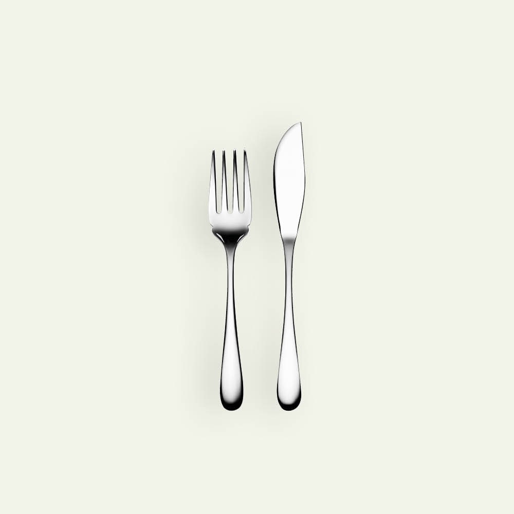 Silhuet fiskebestik kniv/gaffel 8 dele