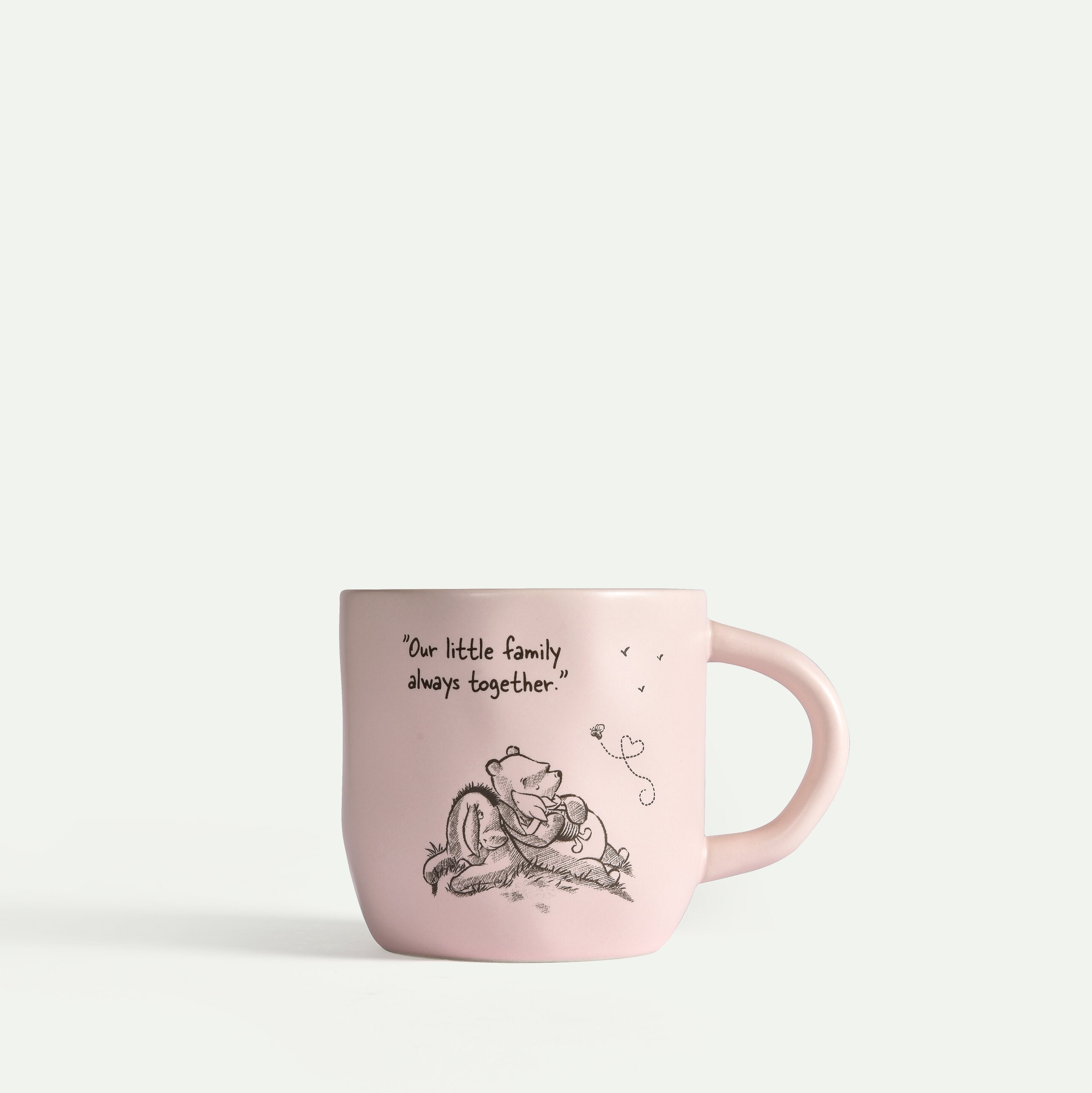 Nalle Puh mugg Family 30 cl, Ljusrosa