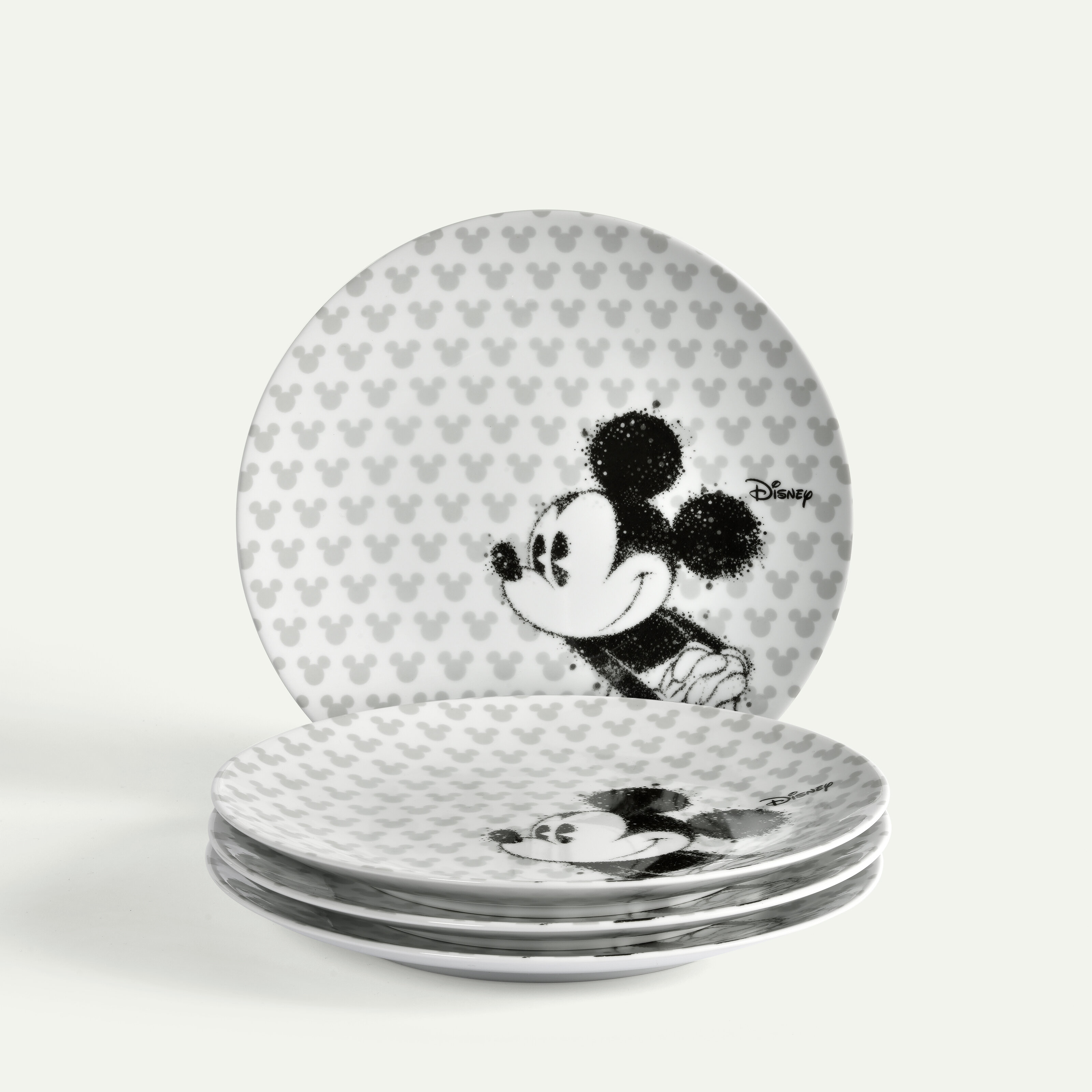 Mickey Mouse Silhouette bijgerechtbord, 22 cm,  4 stuks