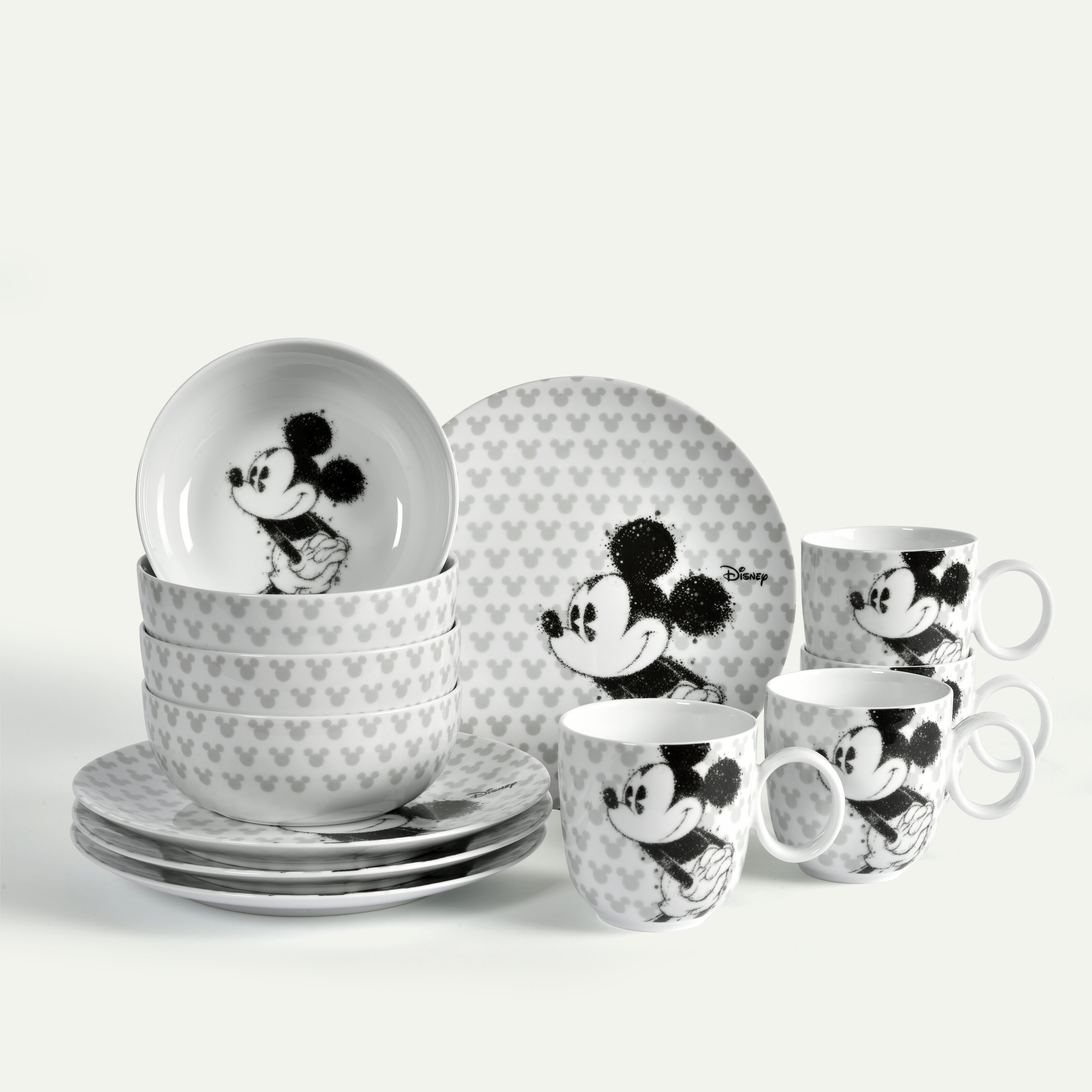 Mickey Mouse Silhouette ontbijt- en koffieset 12-delig