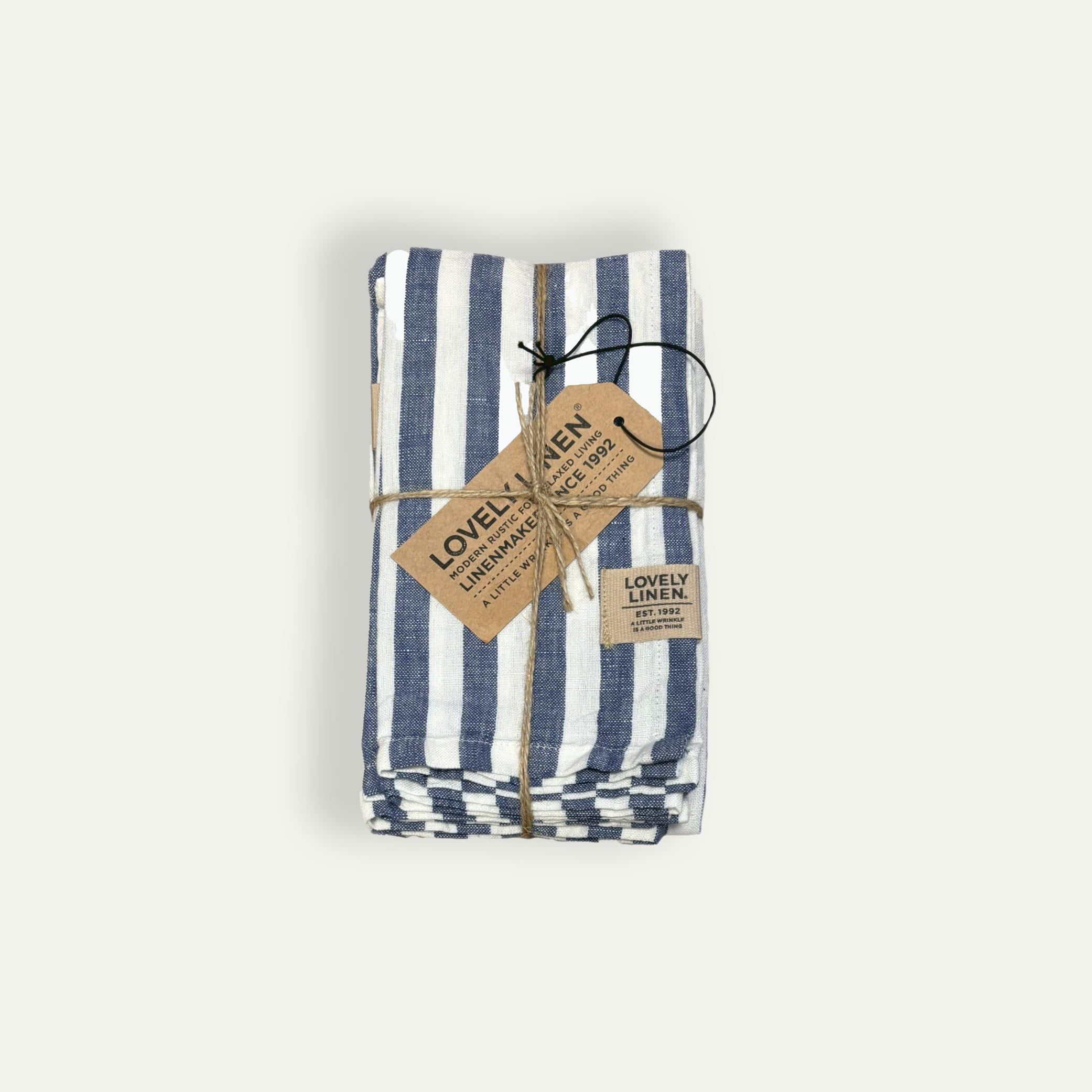 Lovely Linen Lovely serviett 42 x 42 cm 4-pk, Edge Denim Blue