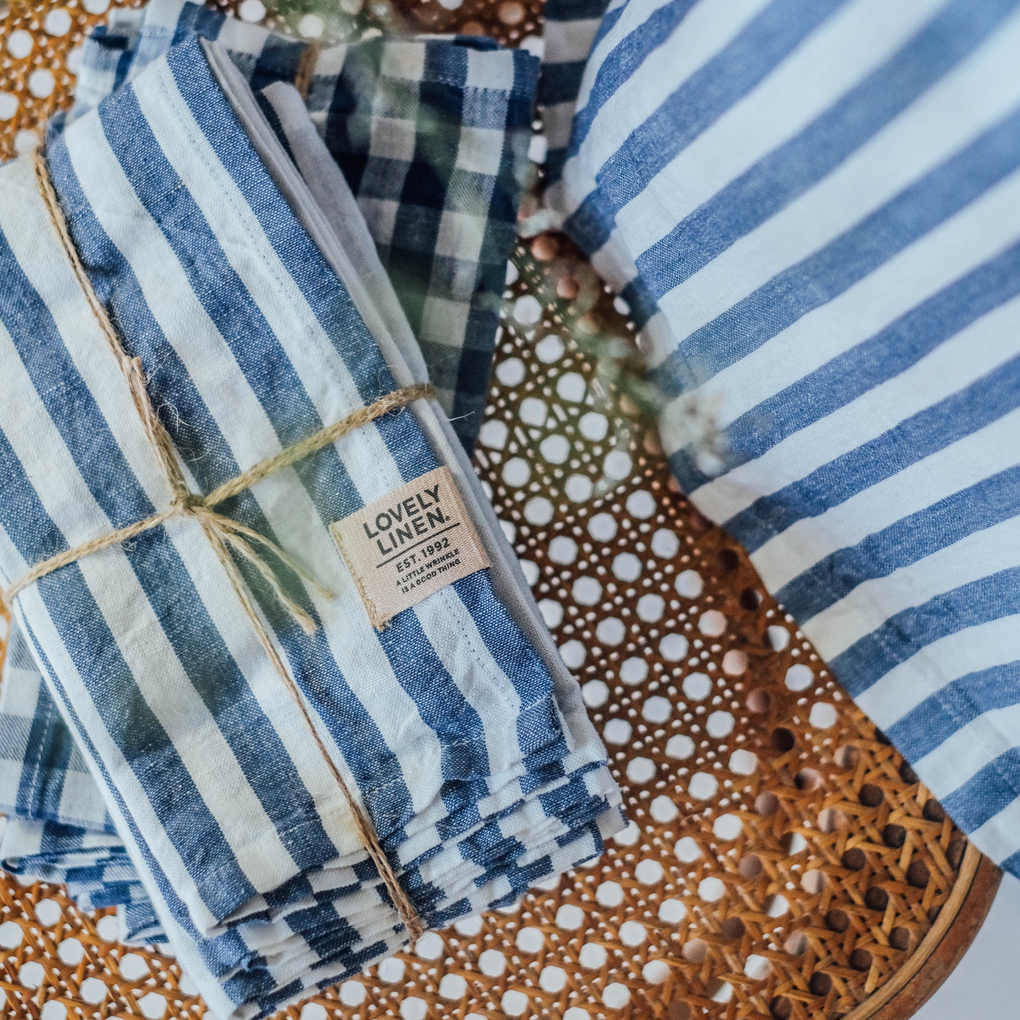 Lovely Linen Lovely serviet 42 x 42 cm 4-pak, Edge Denim Blue