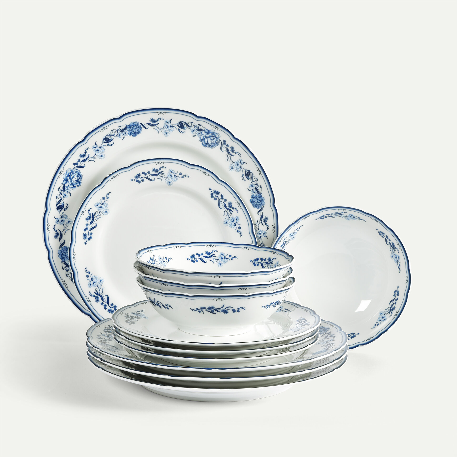 Aspvik tallriksset 12 delar, 4 pers Servis Tallrikar set