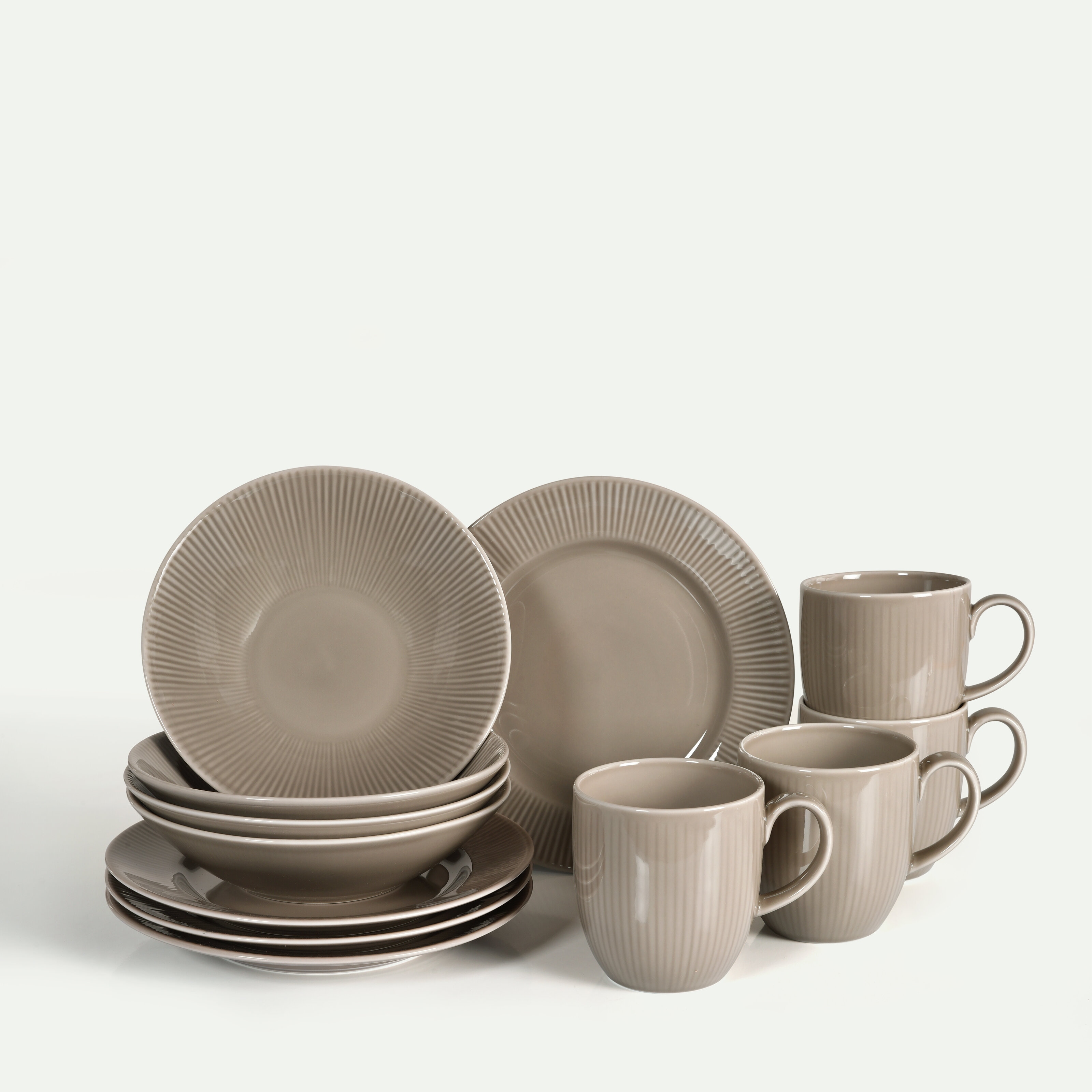 Nordic Dawn frukost- och kaffeset 12 delar, Bark, 4 pers