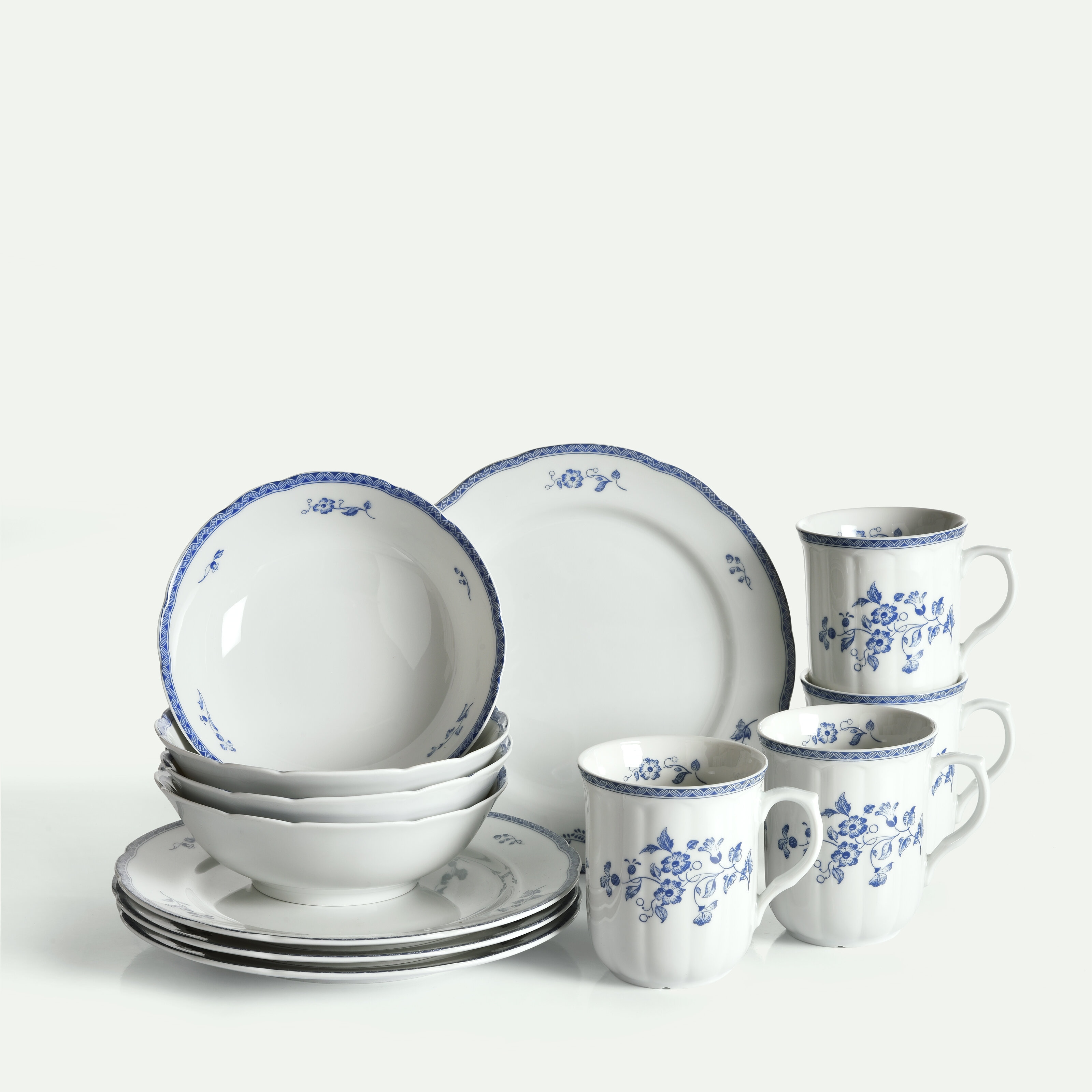 Blå Herrgård frukost- och kaffeset 12 delar, 4 pers