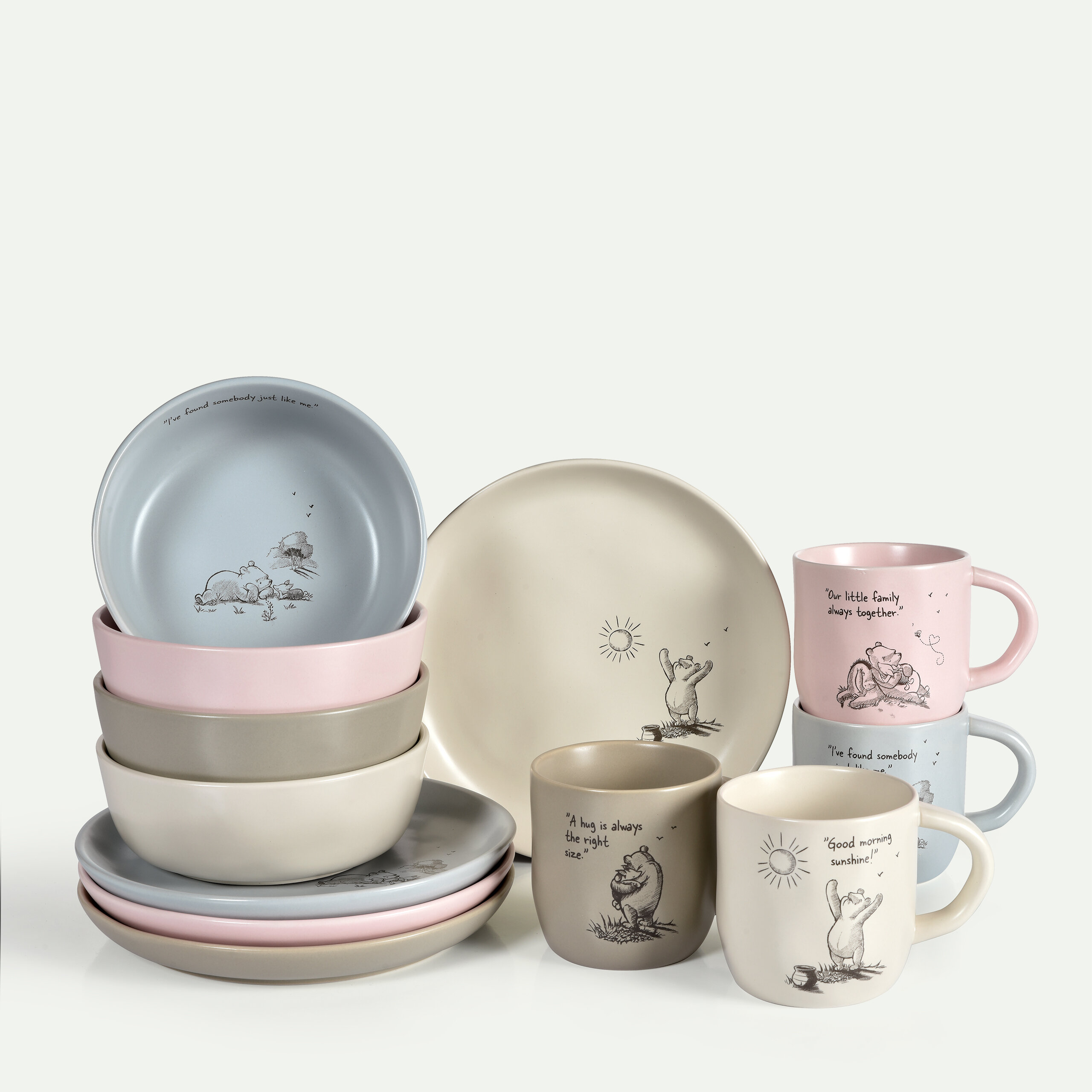 Nalle Puh frukost- och kaffeset 12 delar, 4 pers