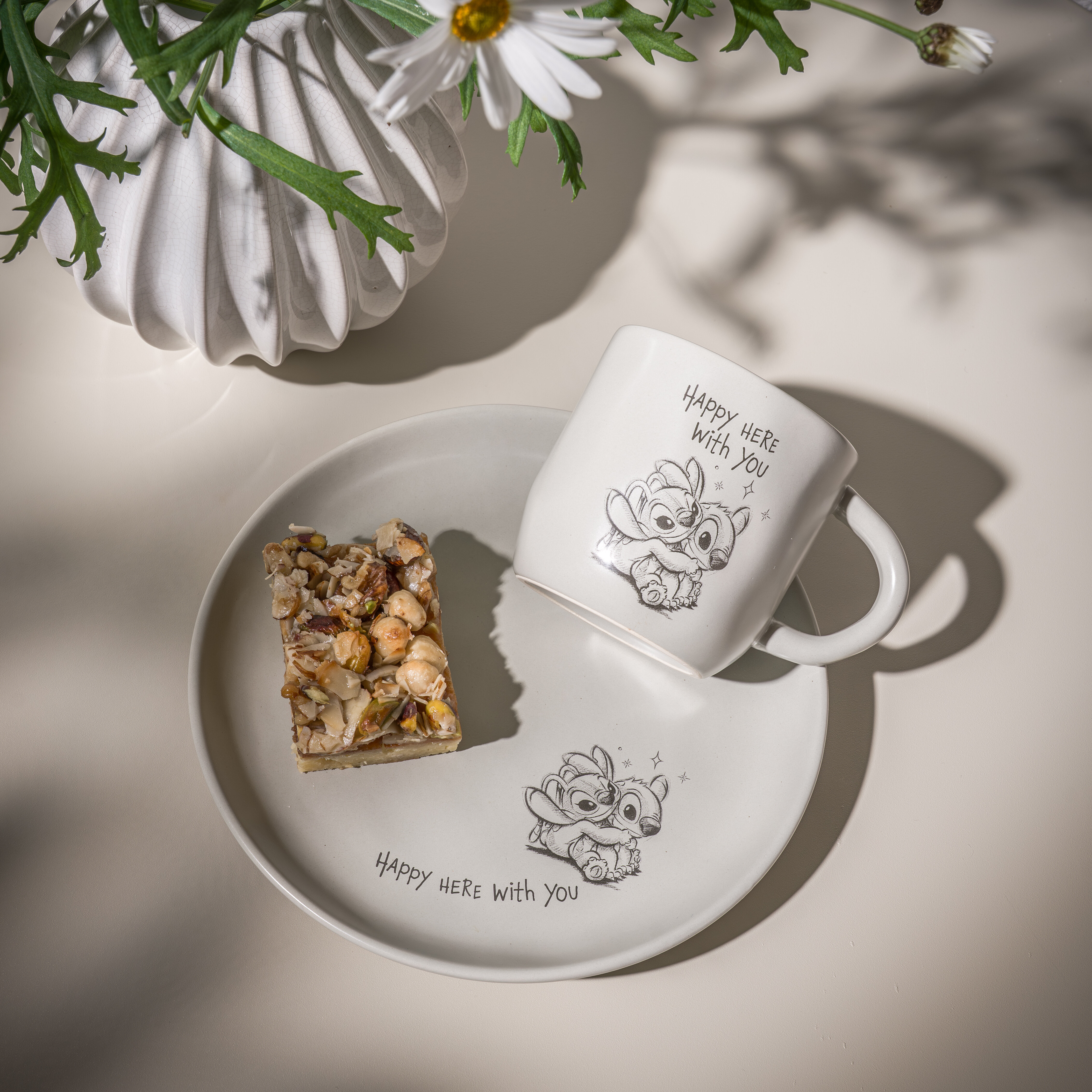 Stitch ontbijt- en koffieset 6-delig, blauw en Grijs 
