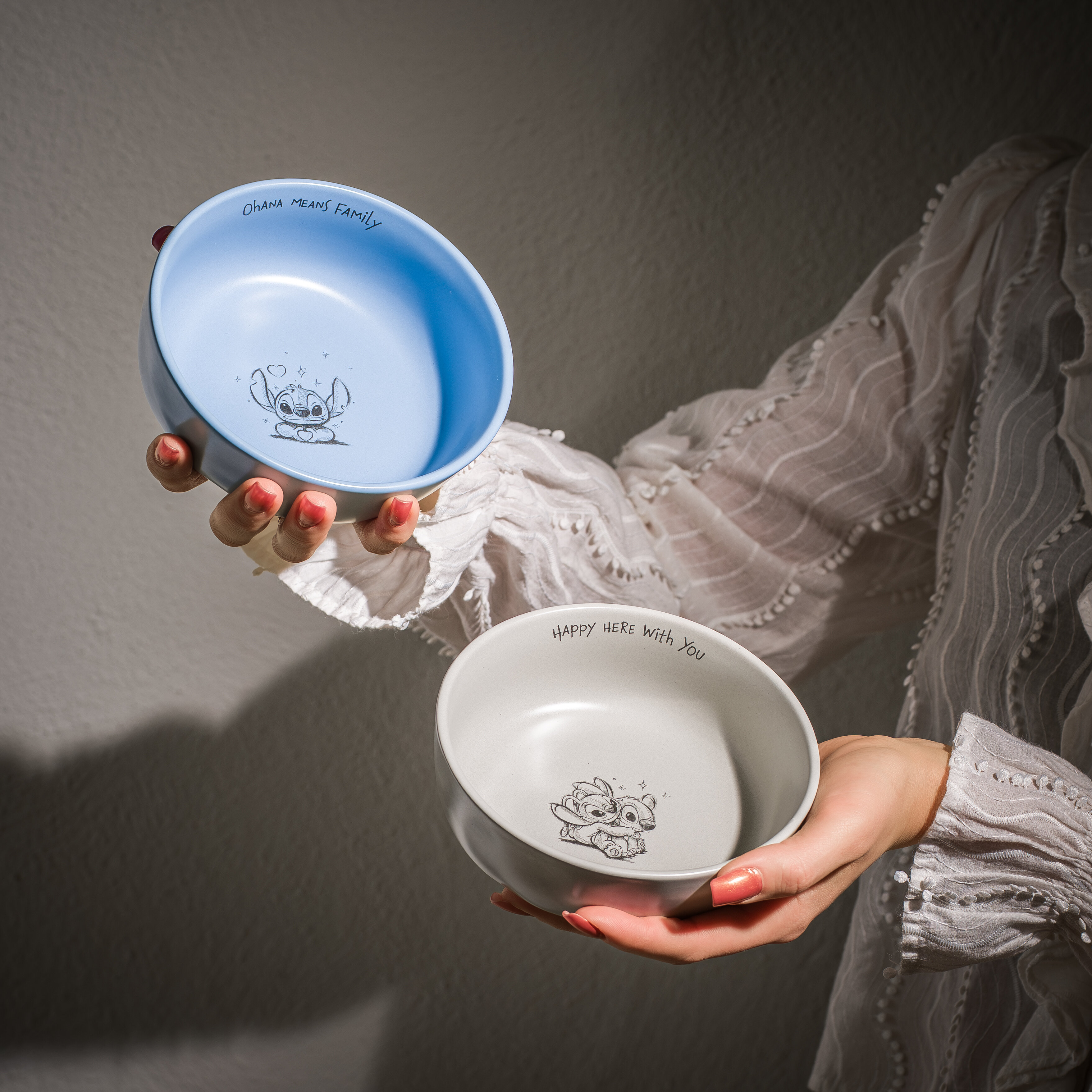 Stitch ontbijt- en koffieset 6-delig, blauw en Grijs 