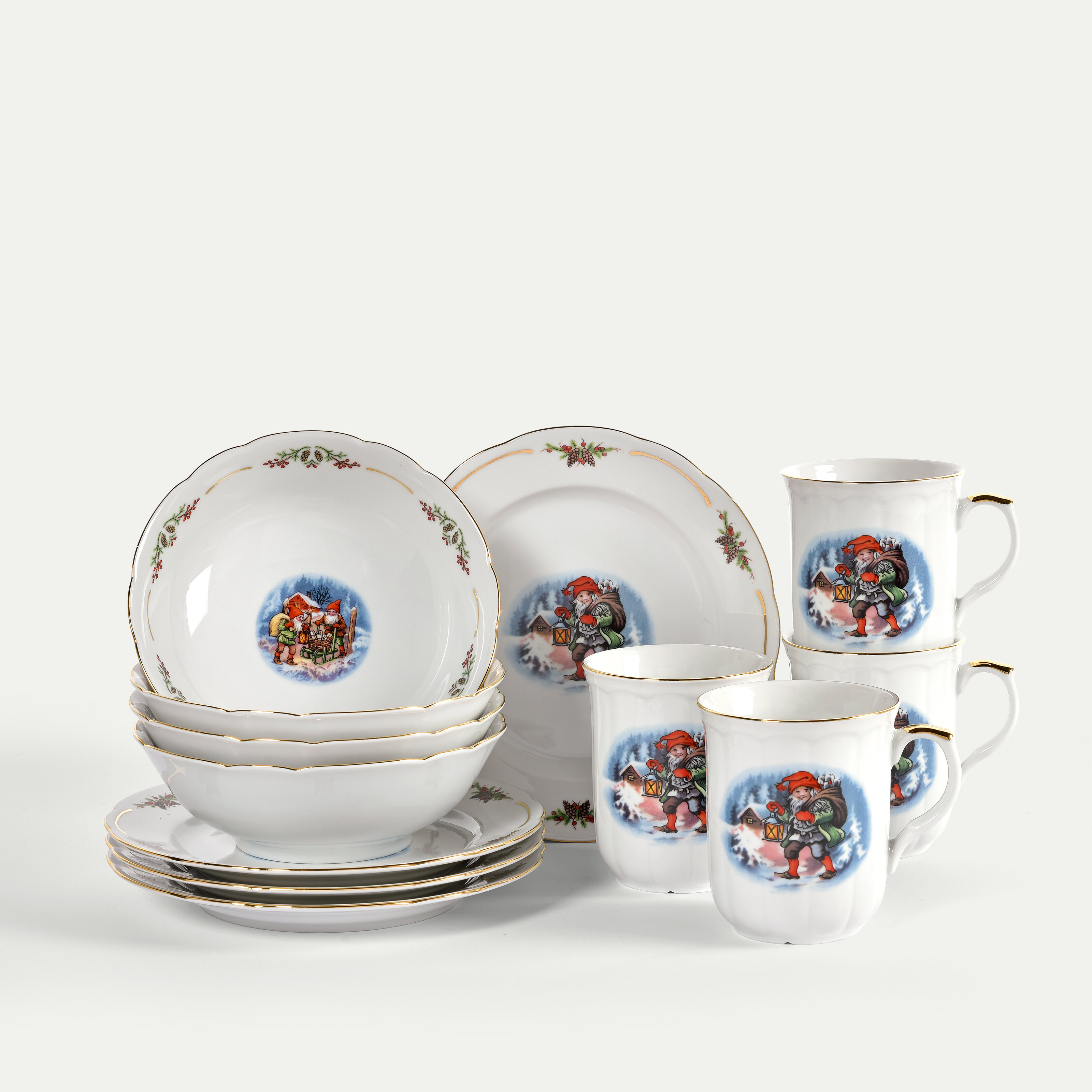 Gammaldags Jul frukost- och kaffeset 12 delar