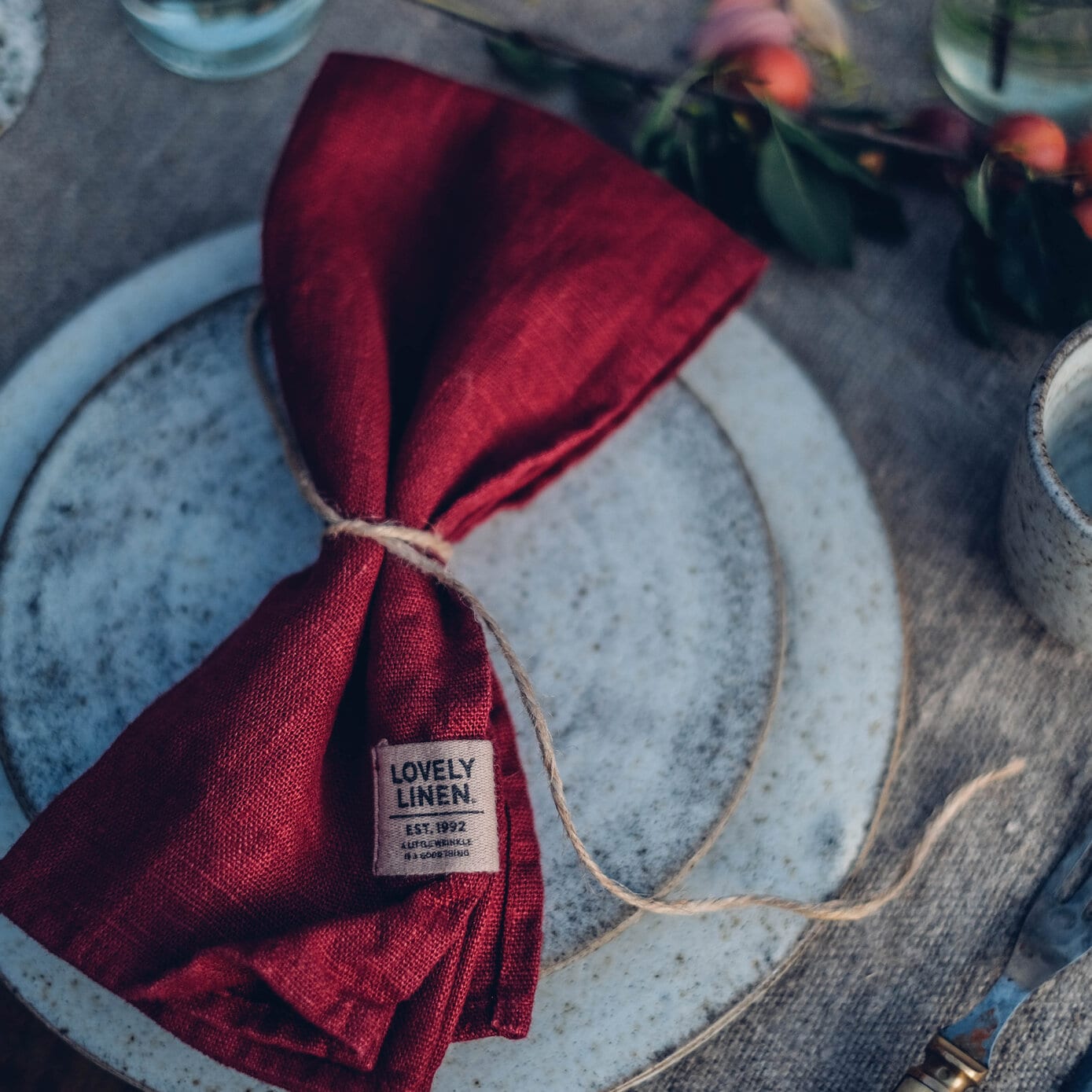 Lovely Linen Lovely serviet 45 x 45 cm 4-pak, Cabernet