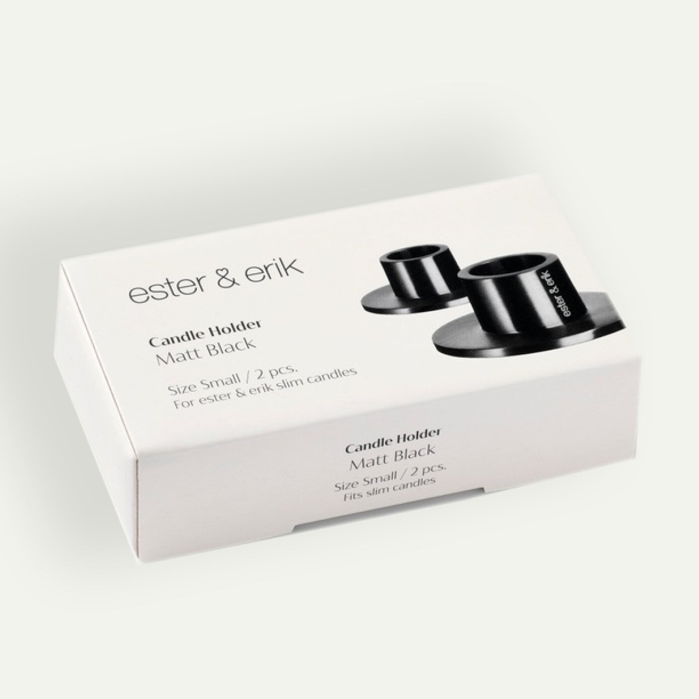 ester & erik lysestage 6 x 2,5 cm 2-pak, Sort mat