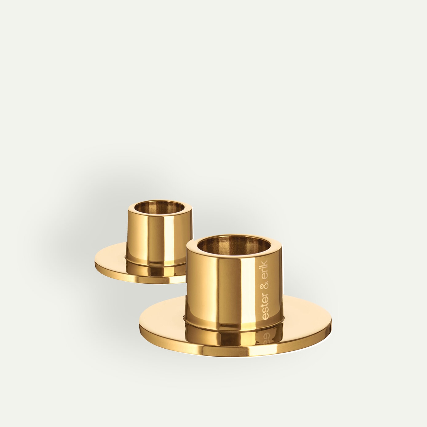 ester & erik lysestage 6 x 2,5 cm 2-pak, Guld blank