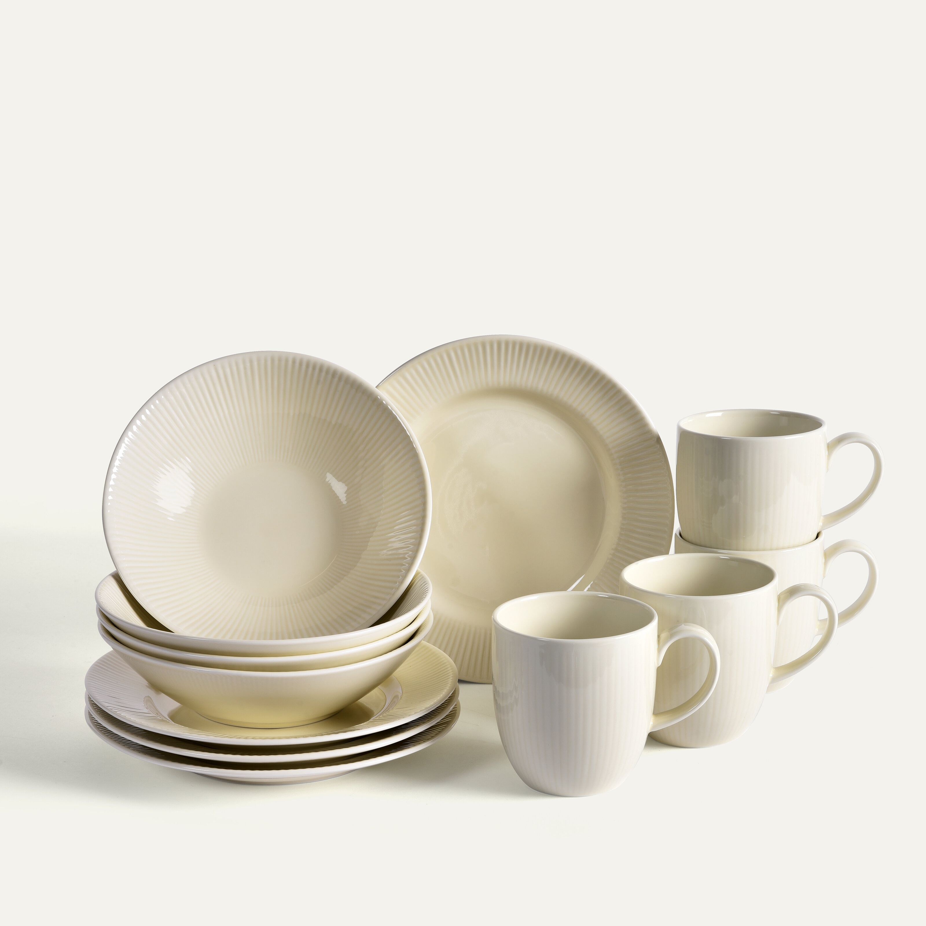 Nordic Dawn ontbijt- en koffieset 12-delig, Stro, 4 personen
