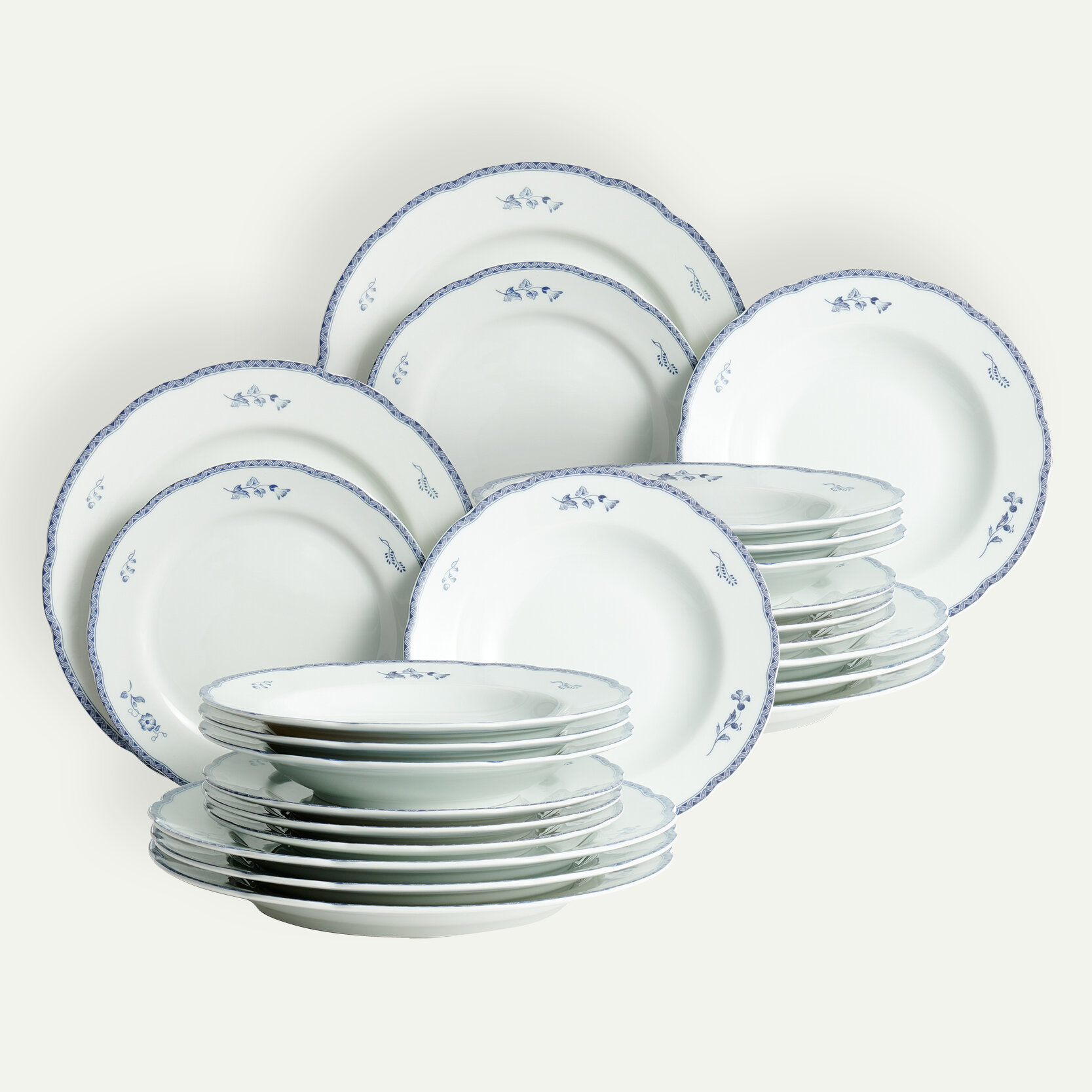 Blå Herrgård tallriksset 24 delar, 8 pers