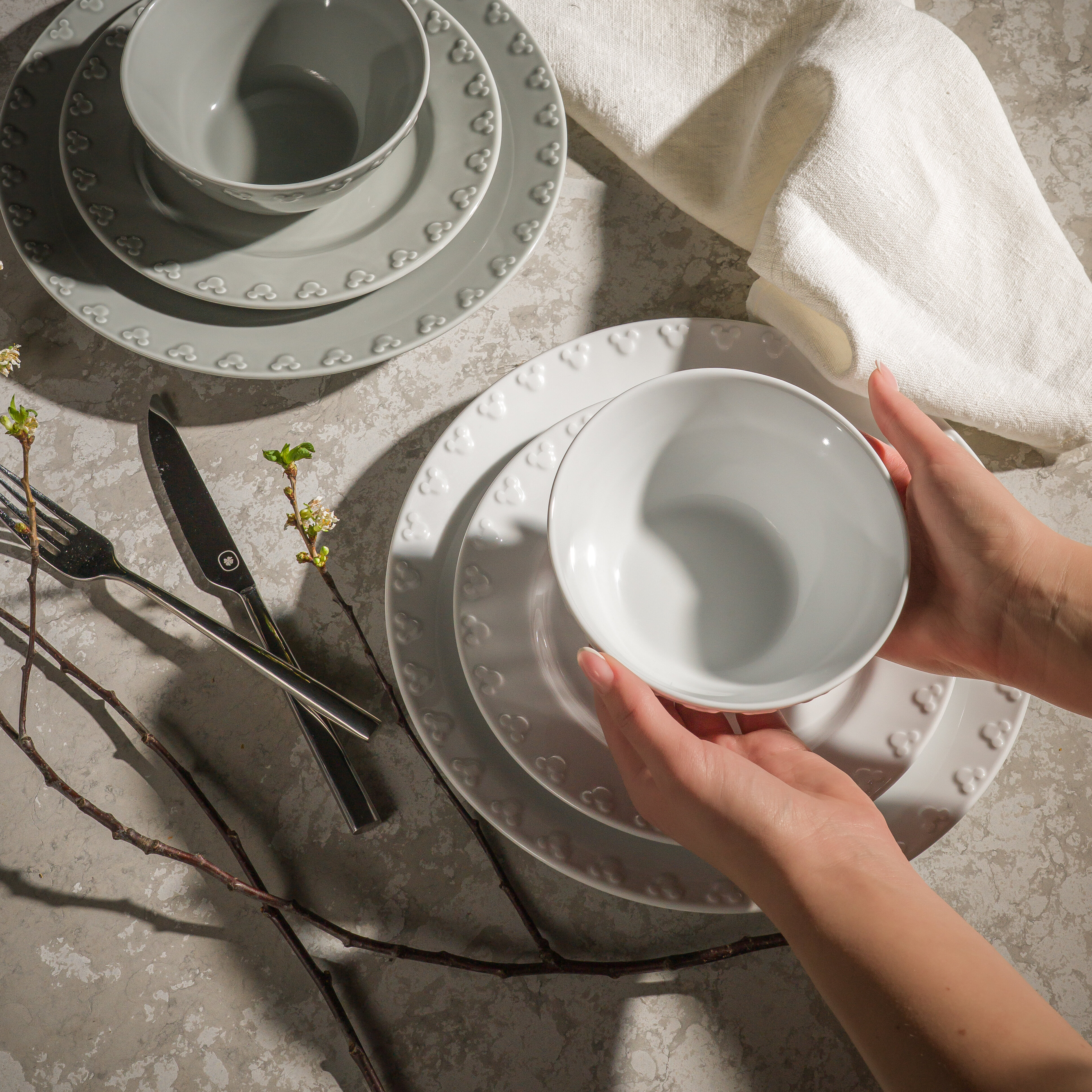 Mickey Mouse Iconic lautassetti 36 osaa, valkoinen, 12 hengelle