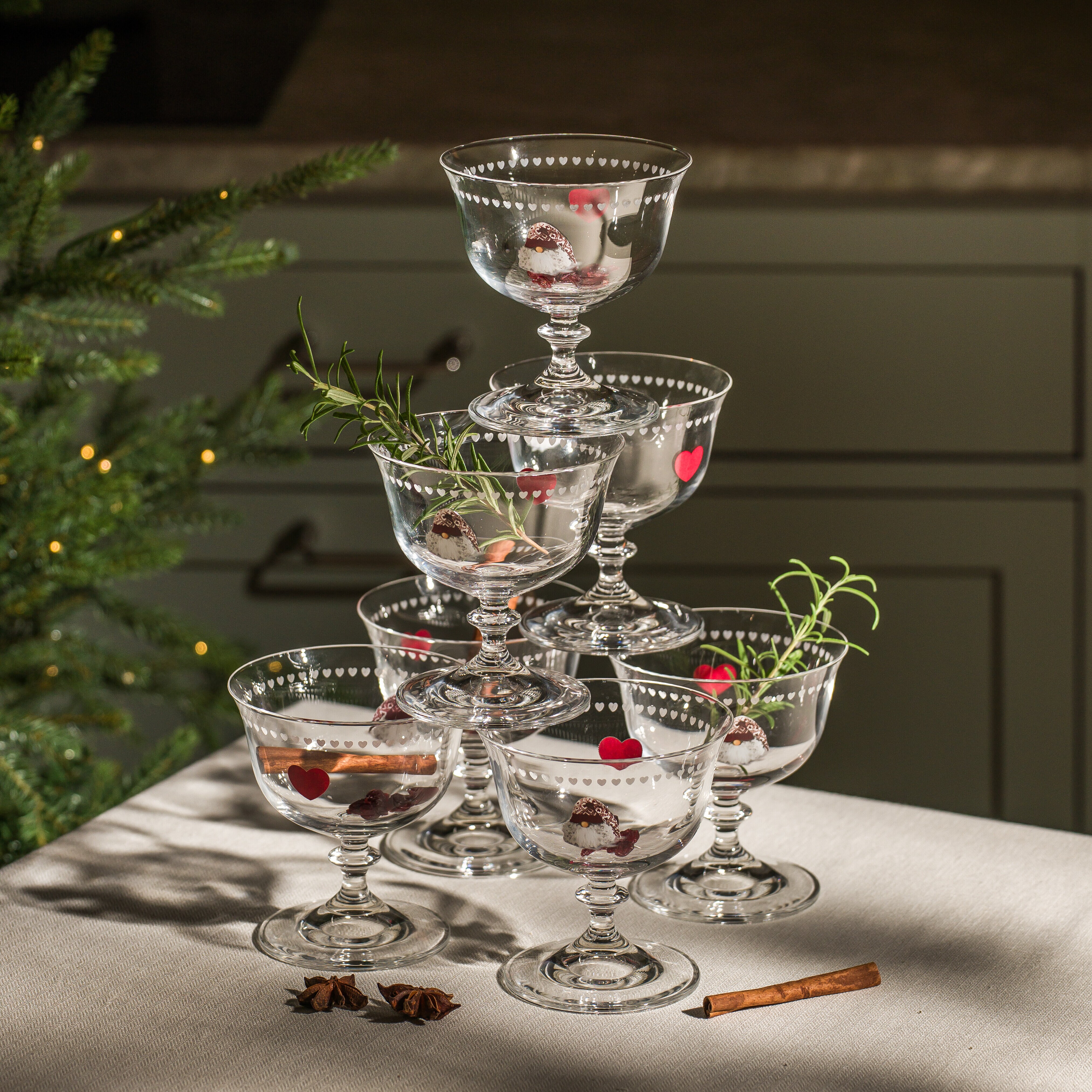 Noordse Kerstkabouters coupeglas 30 cl