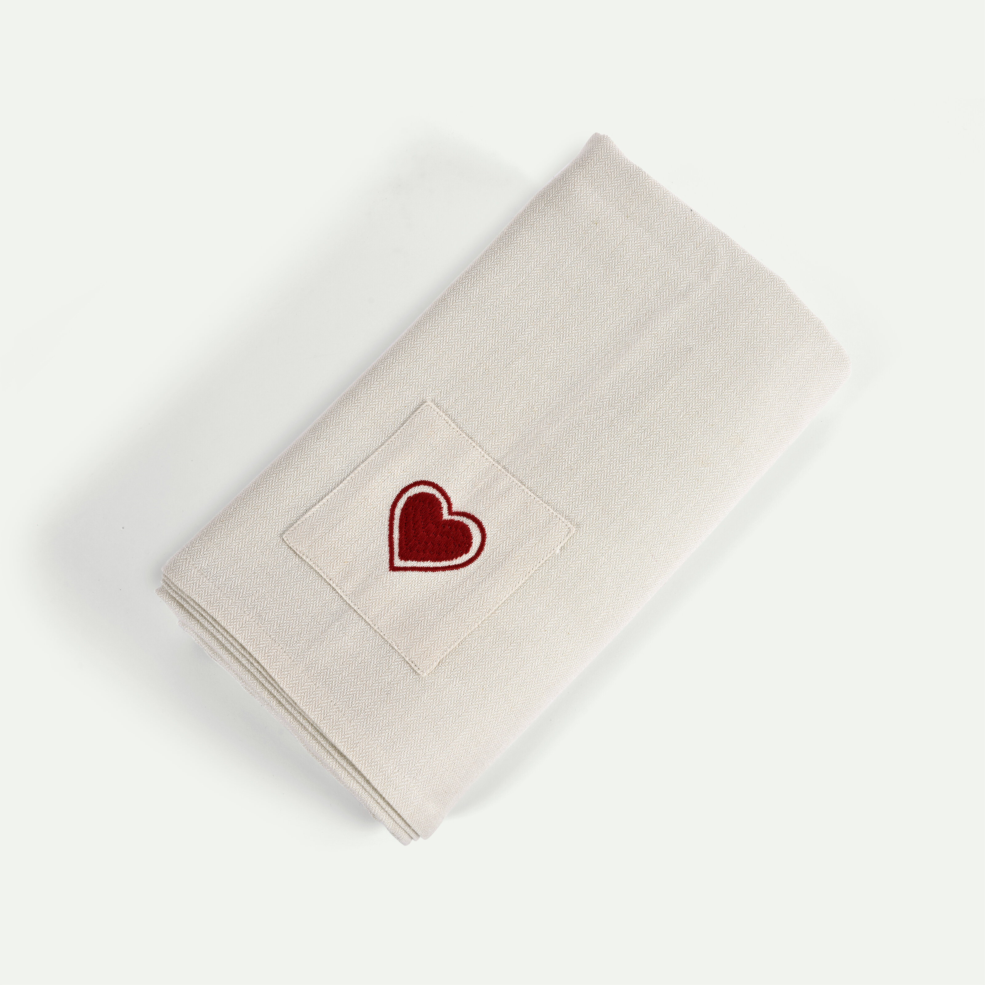 Heart duk 270 x 145 cm, Natur