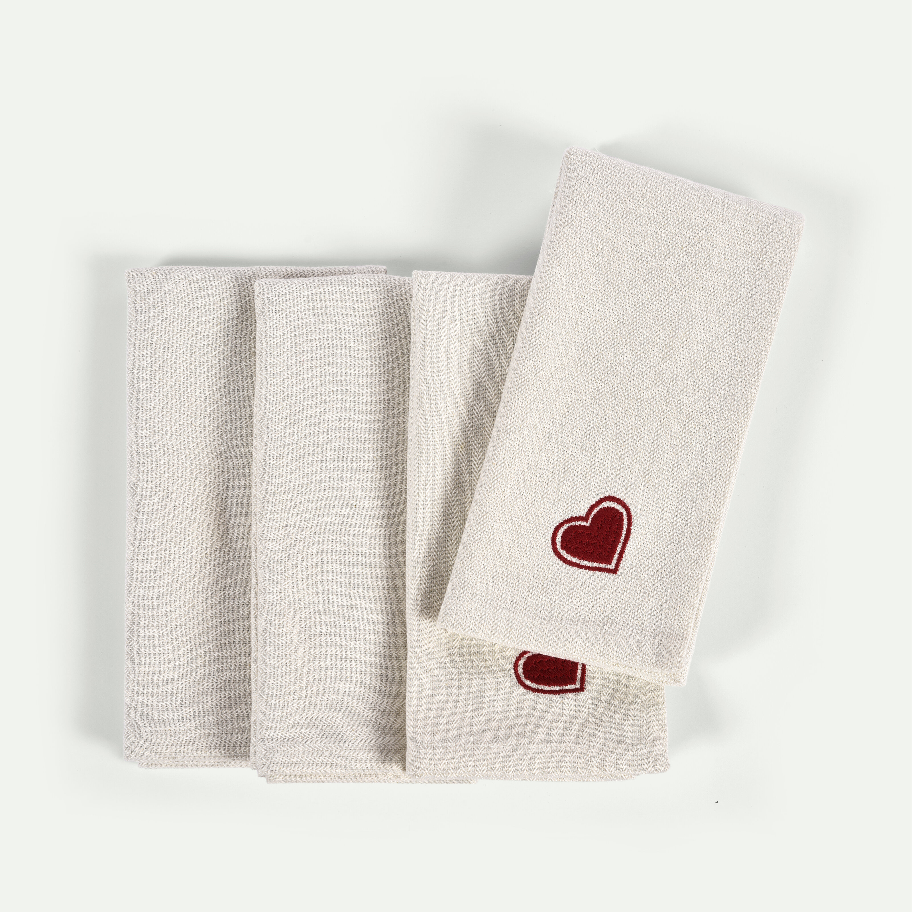 Heart servett 45 x 45 cm 4-pack, Natur