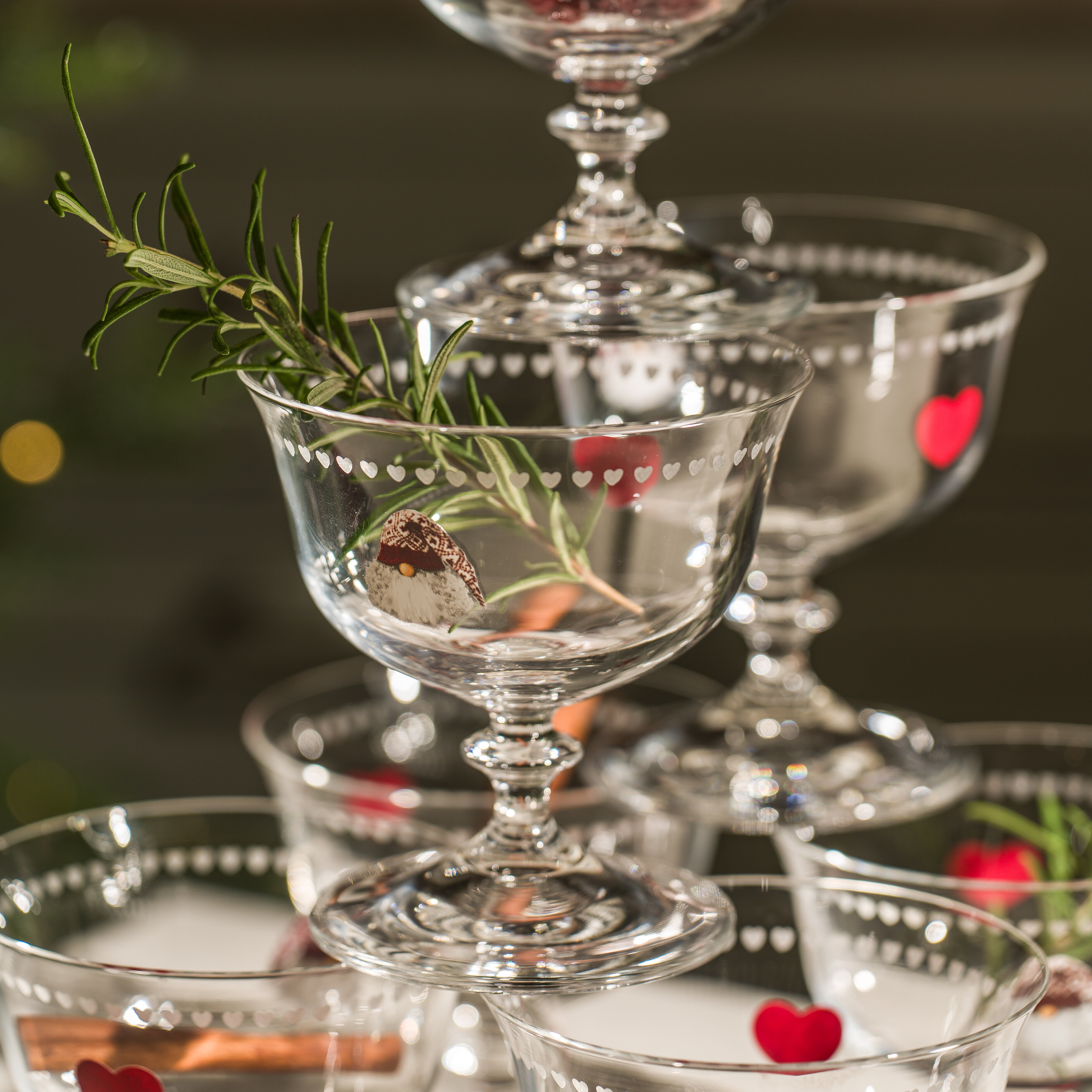 Noordse Kerstkabouters coupeglas 30 cl, 4 stuks