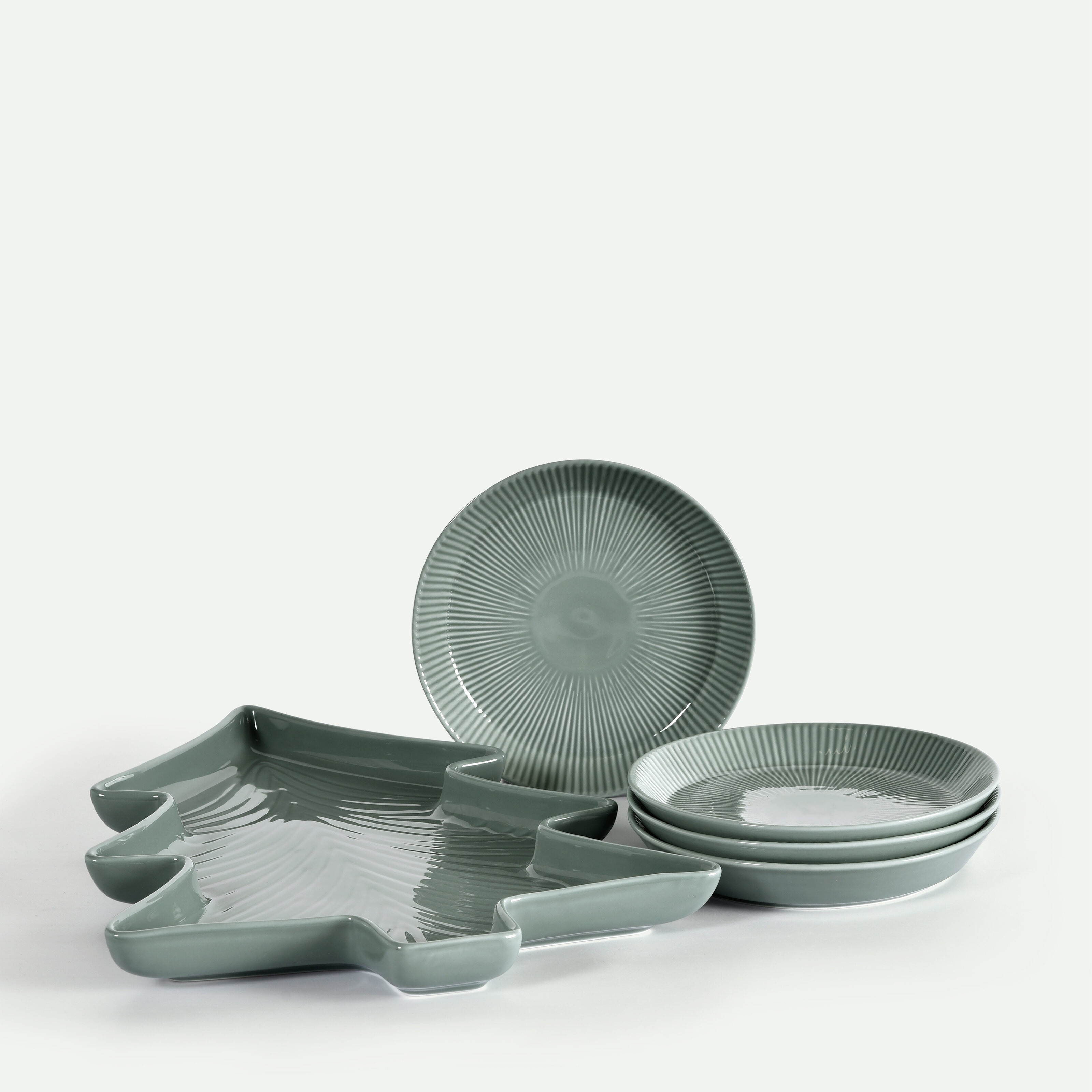 Nordic Dawn granfat och assiett 4-pack, Dagg