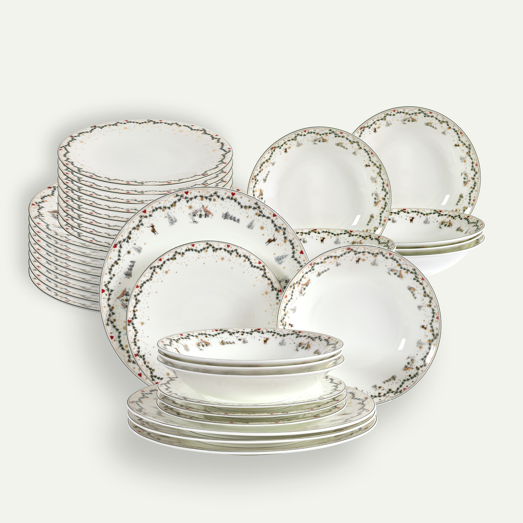 Christmas Memories Plate Set, 36 Pieces, for 12 people