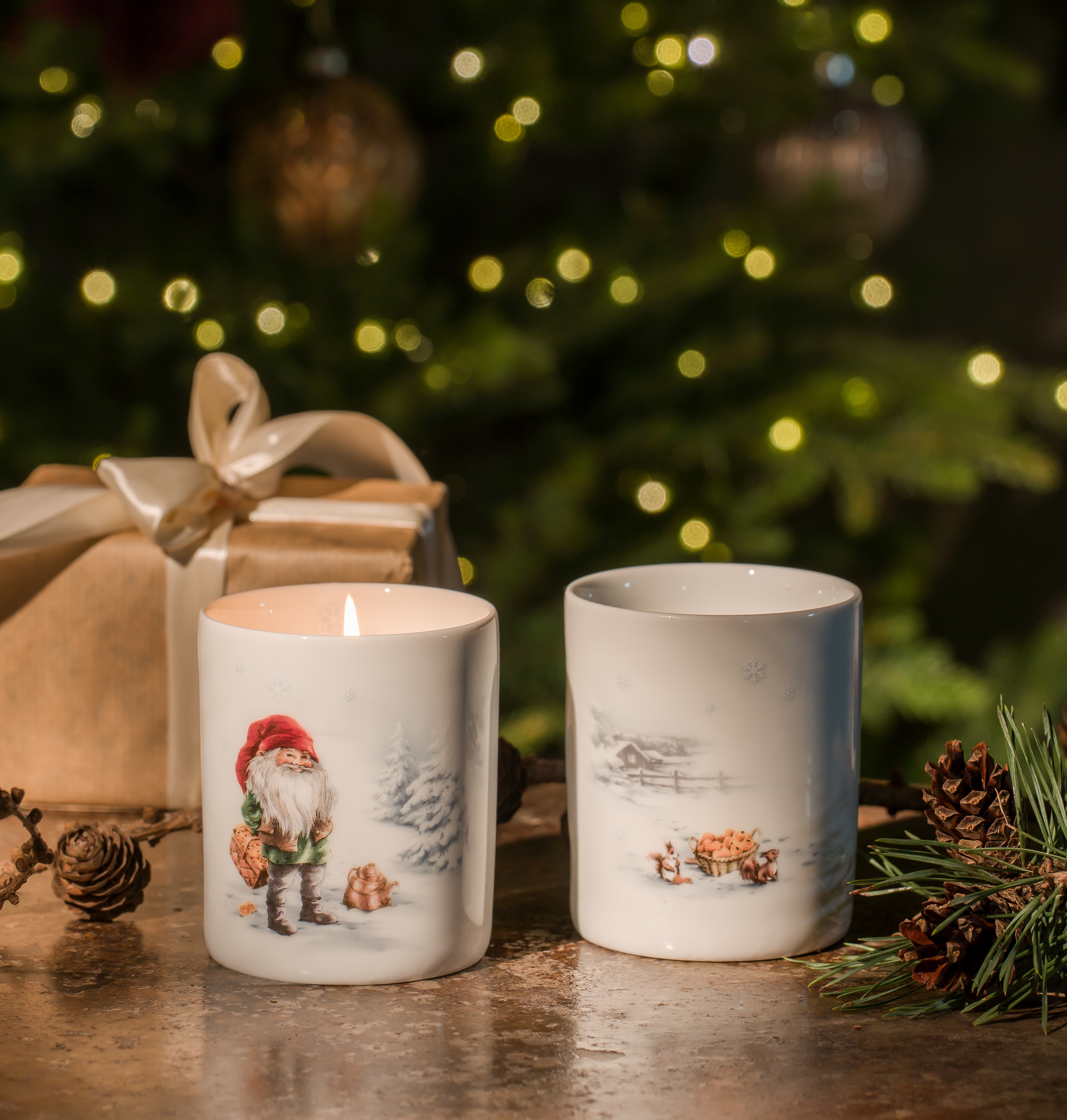Weihnachtsfreude Serviette und Duftkerze, 3-teilig