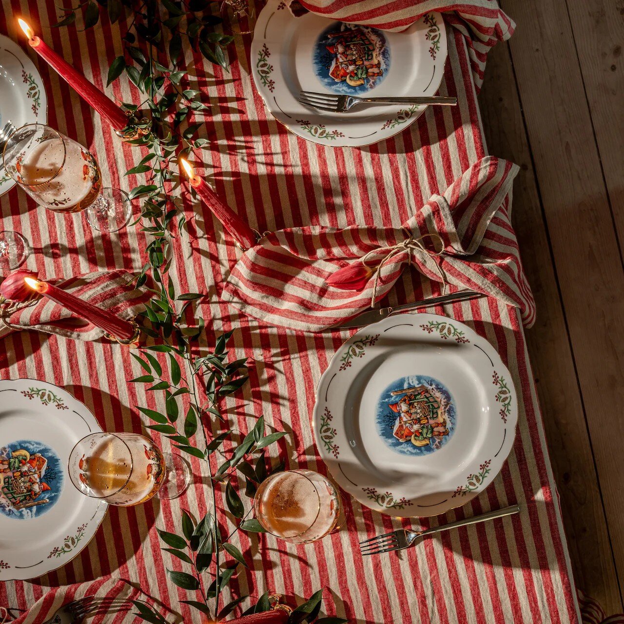 Gammaldags Jul tallriks- och glasset 60 delar, 12 pers
