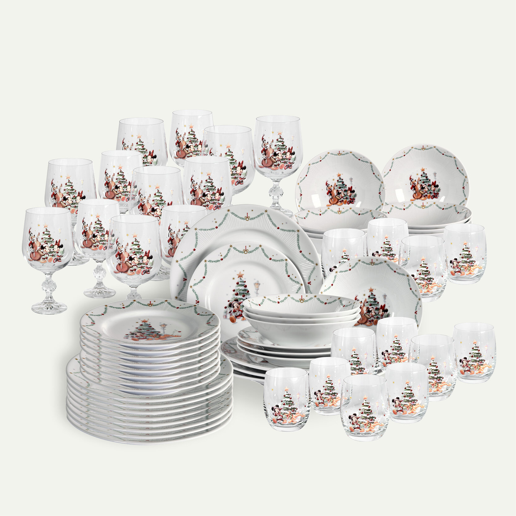 Disney Jul tallriks- och glasset 60 delar, 12 pers
