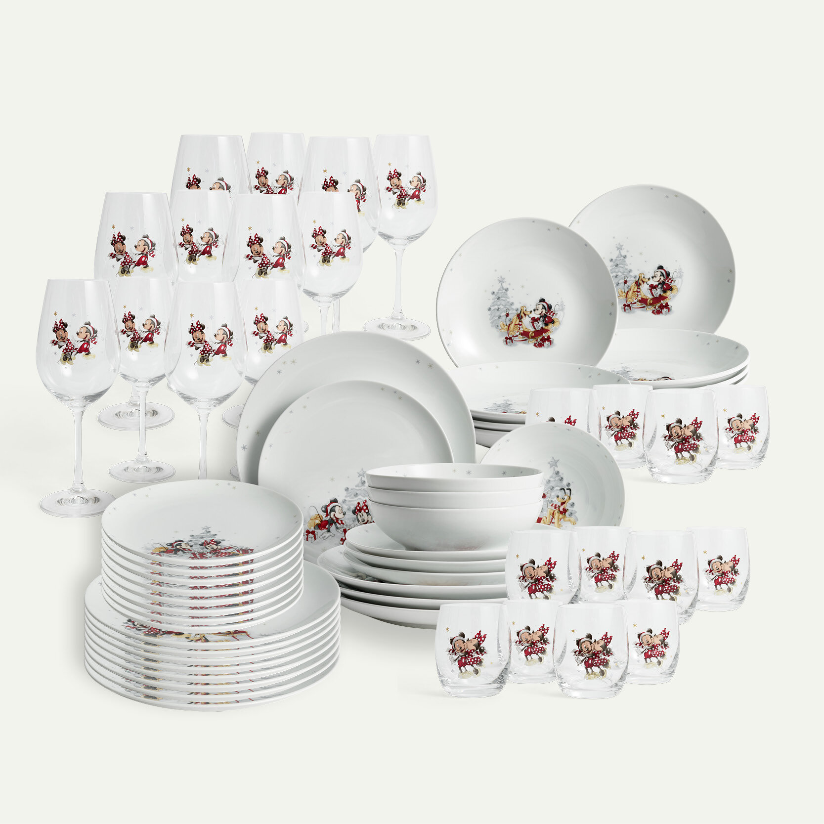 Disney Vinter tallriks- och glasset 60 delar, 12 pers