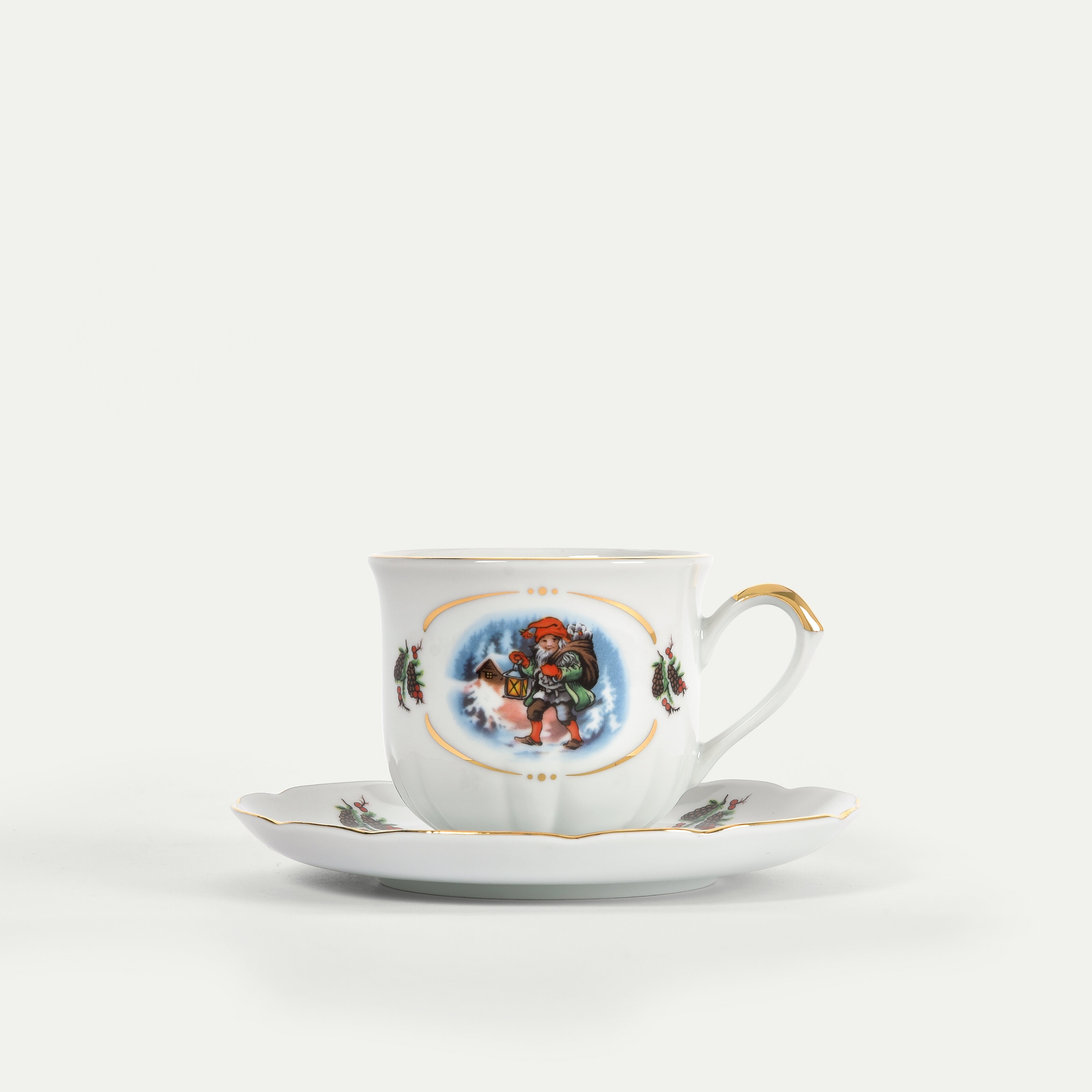 Gammaldags Jul kaffekopp med fat 20 cl