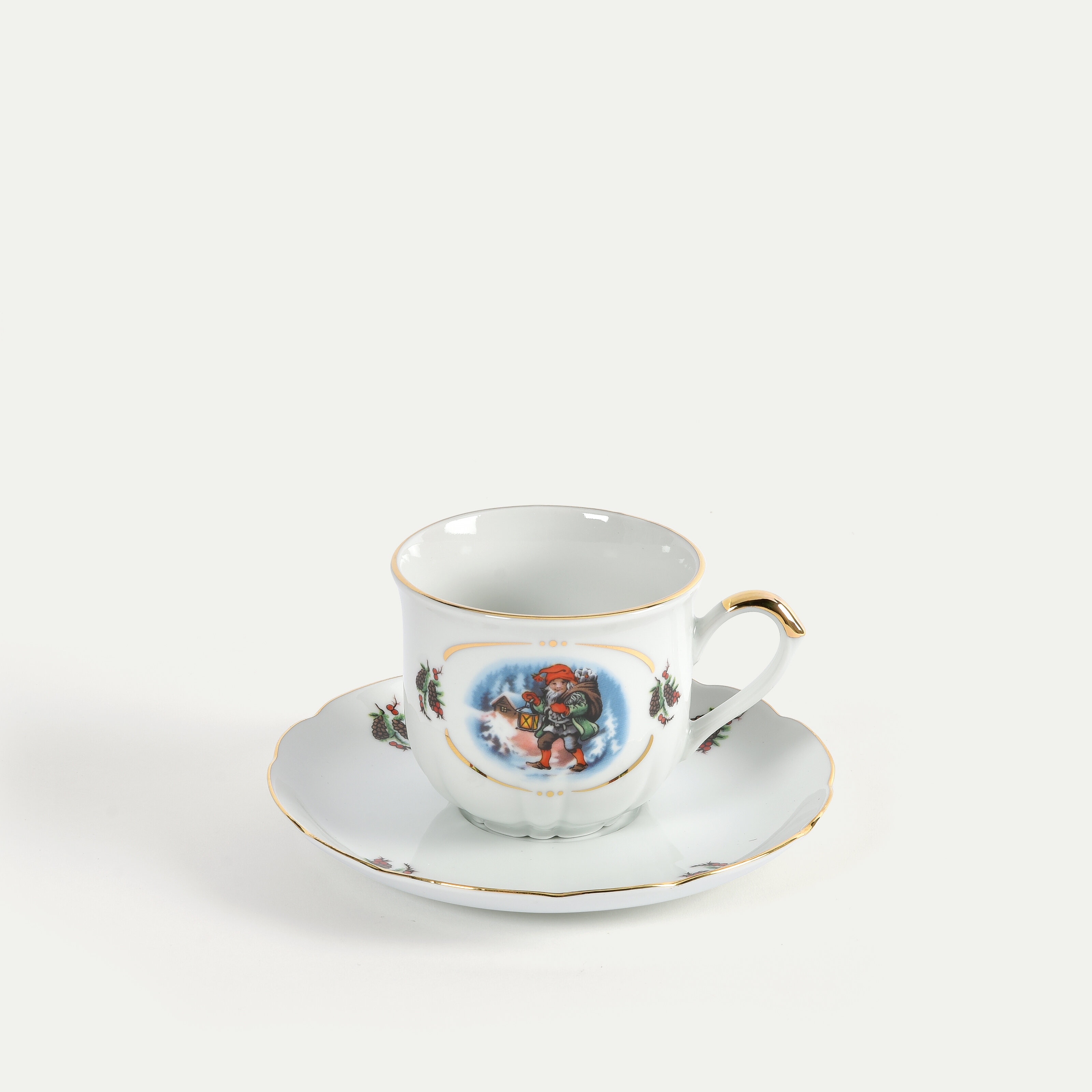 Traditional Christmas Coffee Cup and Saucer, 20 cl