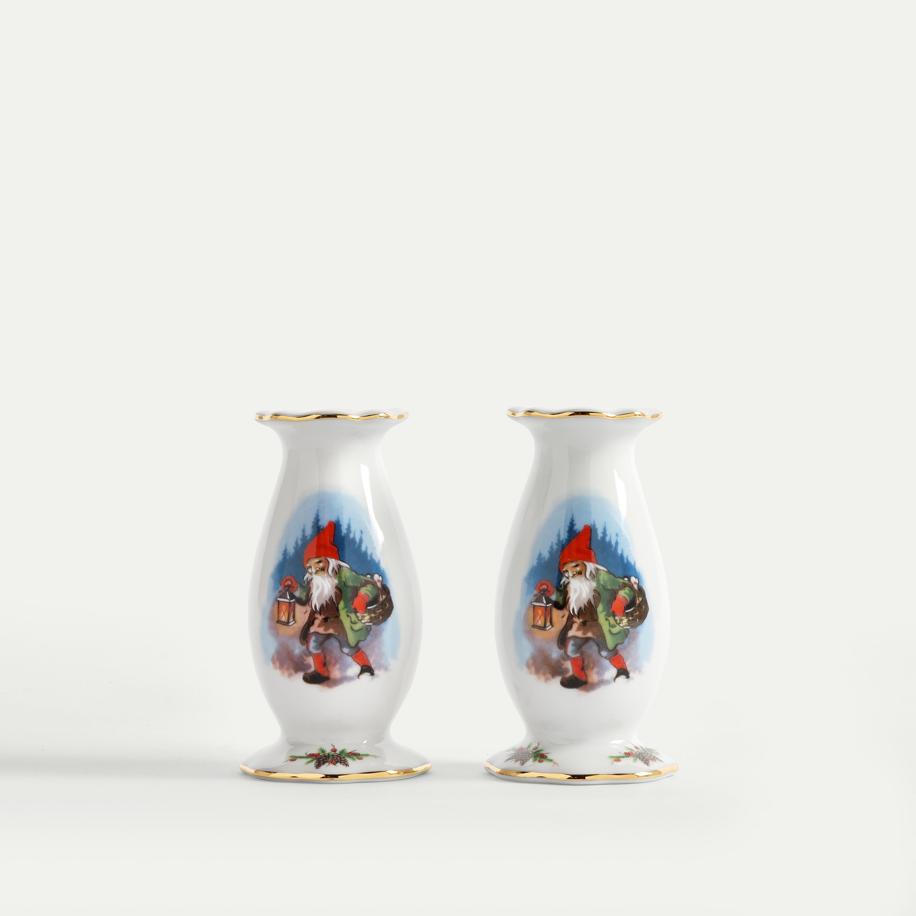 Gammaldags Jul ljusstake 11 cm 2-pack